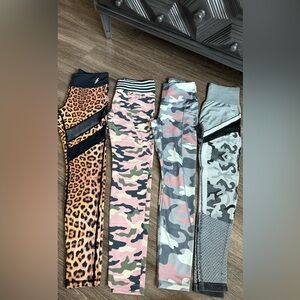 Reebok Orange and Pink Leggings Athletic Bottoms